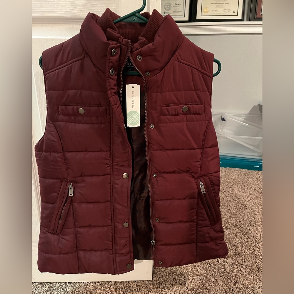 Maroon Quilted Vest for Women